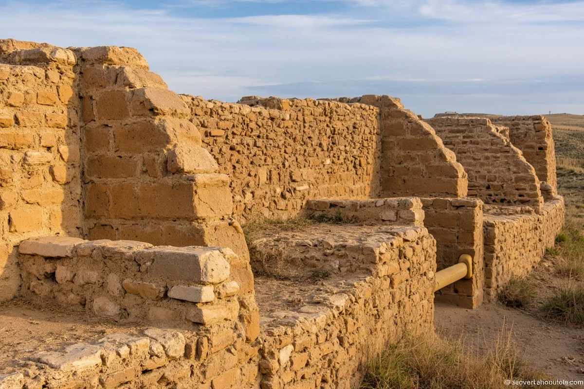 The historic adobe walls of Fort Owen State Park near Stevensville Montana