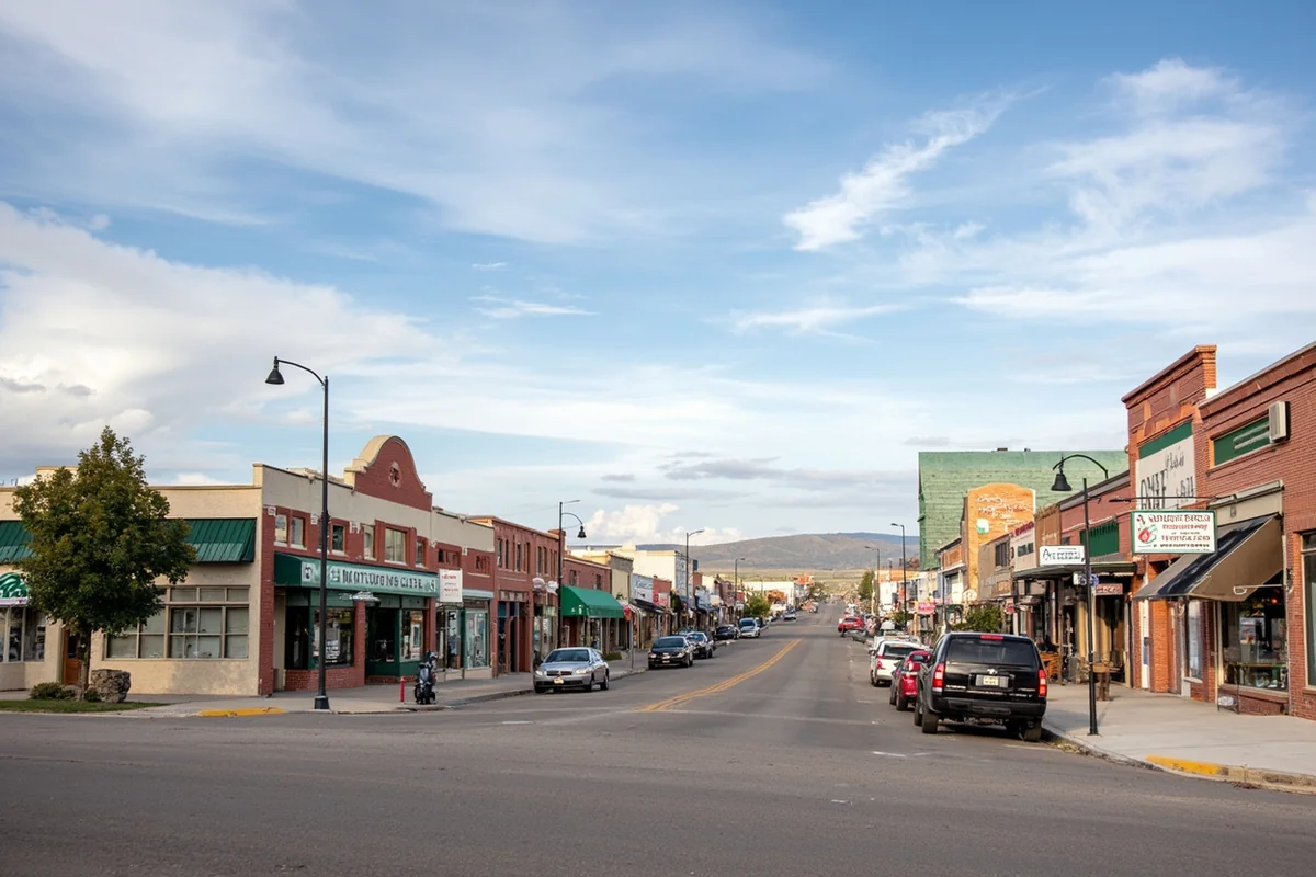 The town of Malta, Montana, showing Main Street storefronts and the wide prairie sky behind the low-rise buildings