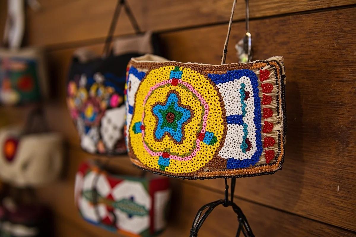 Traditional Northern Cheyenne beadwork displayed at the Cheyenne Cultural Center in Lame Deer