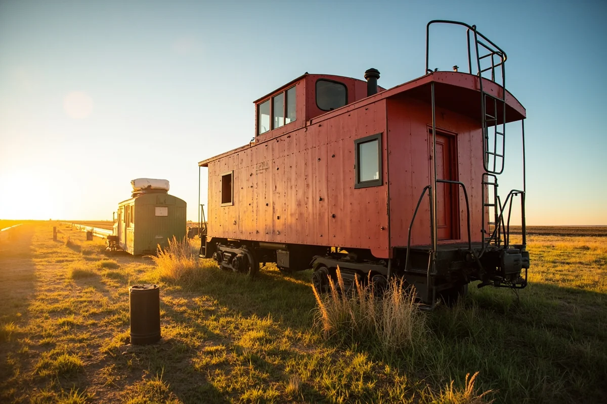 1923 Great Northern Railway caboose on display outside Culbertson Museum in Montana