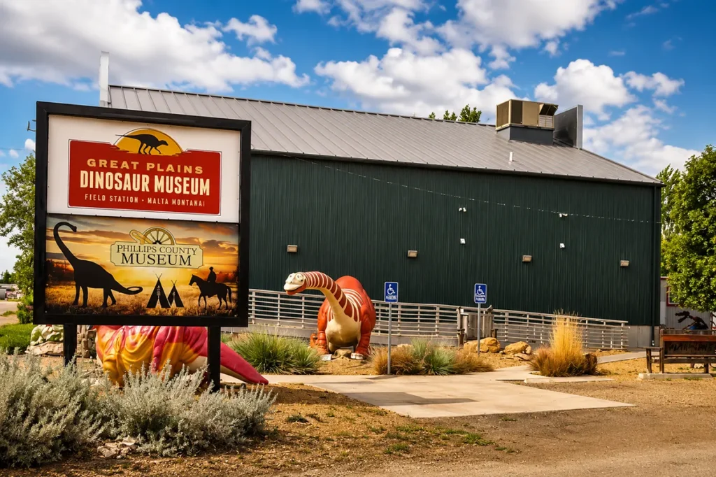 Fossil preparation lab visible to visitors at Great Plains Dinosaur Museum in Malta, Montana