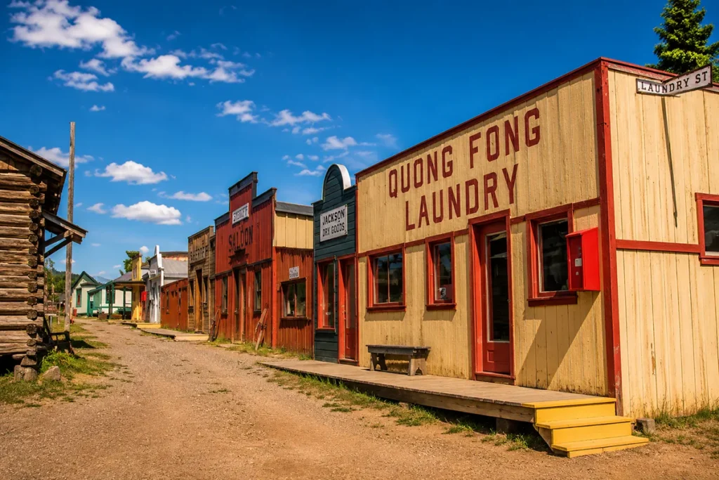 Historic Chinese laundry building exhibit at Hell Roarin' Gulch, Butte, Montana