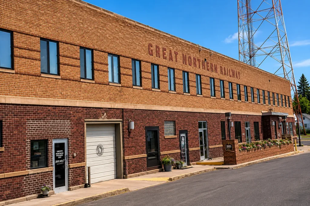 Historic Great Northern Railway depot building in Havre, Montana