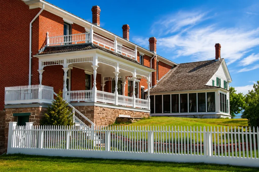 Historic ranch house at Grant-Kohrs Ranch National Historic Site in Deer Lodge, Montana
