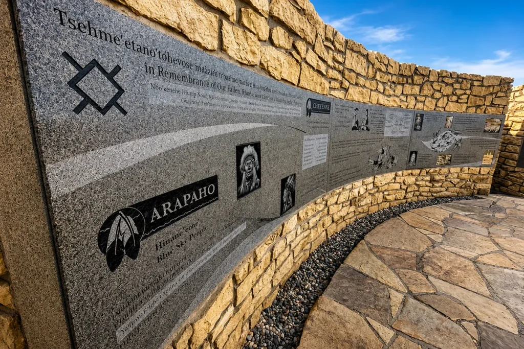 Indian Memorial at Little Bighorn Battlefield honoring Lakota, Cheyenne, and Arapaho warriors