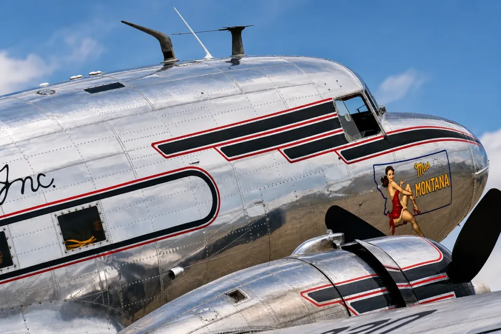 Miss Montana DC-3 aircraft on display at Museum of Mountain Flying near Missoula, Montana