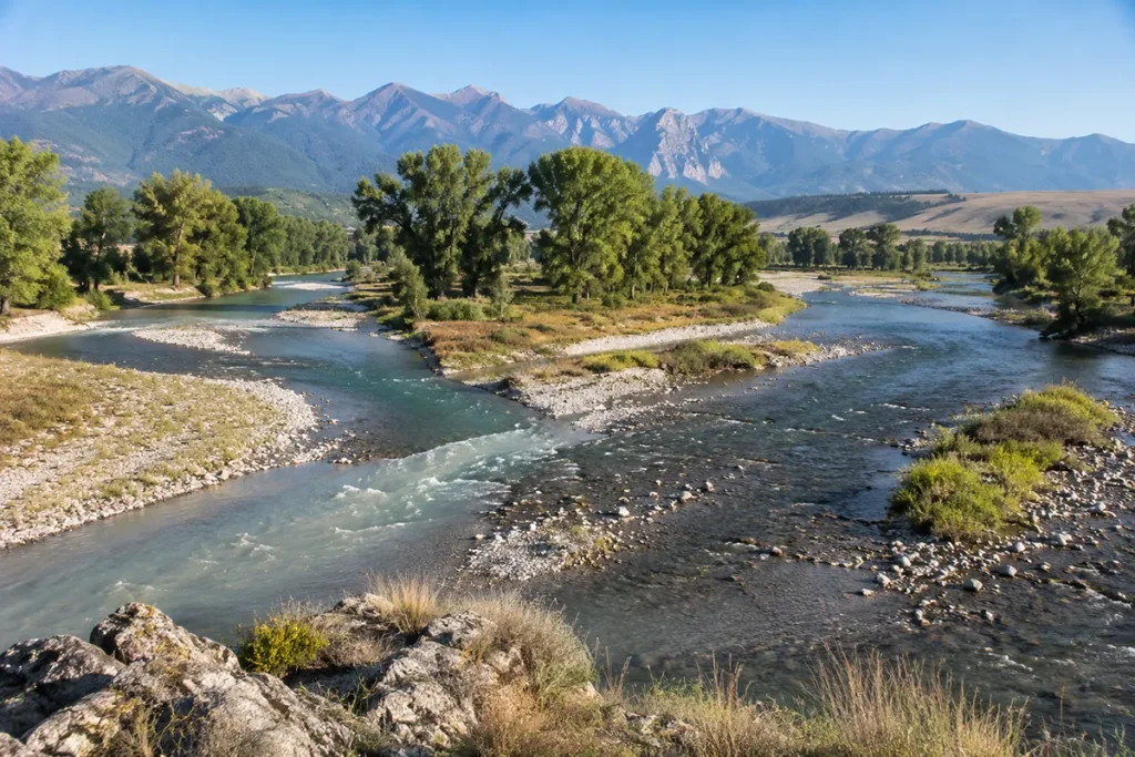 Missouri Headwaters State Park where the Jefferson, Madison, and Gallatin Rivers converge near Three Forks, Montana