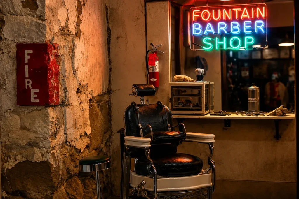Recreated early 1900s saloon room with period furnishings at Havre Beneath the Streets