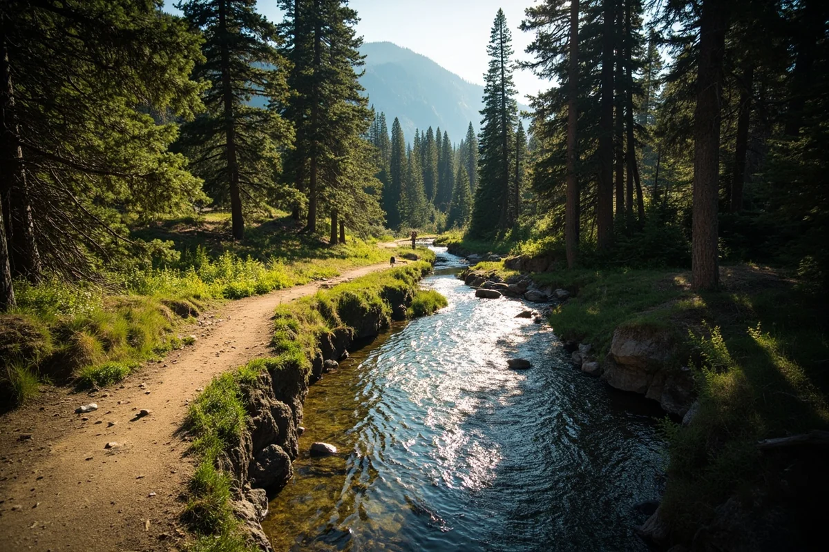 A hiker on the Rattlesnake Creek Trail in the Rattlesnake Wilderness near Missoula, Montana