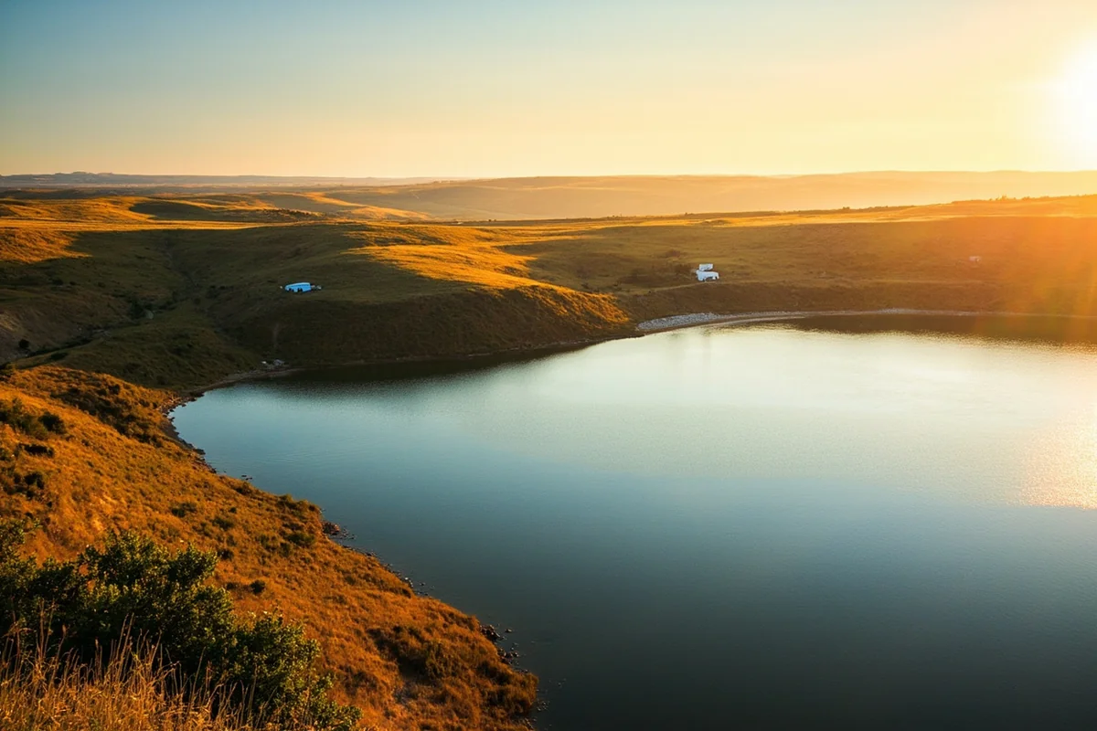 Ackley Lake near Hobson, Montana with campsites and fishing access