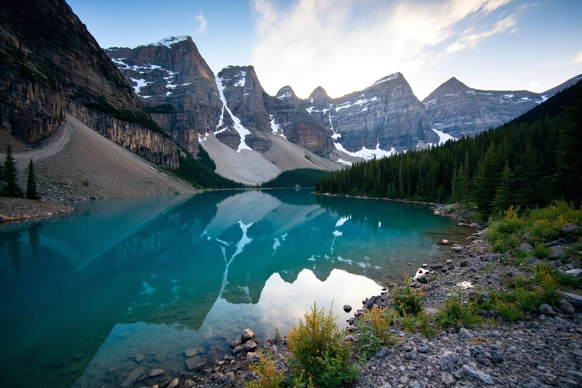 An alpine lake in the Cabinet Mountains Wilderness, Kootenai National Forest Montana, reflecting rugged peaks