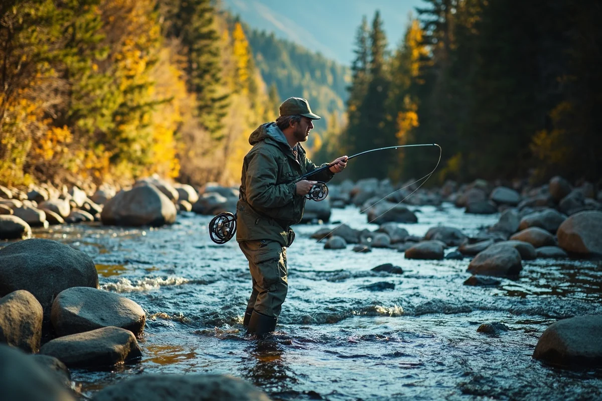Angler wading and casting in Rock Creek after the July float-fishing cutoff in Montana