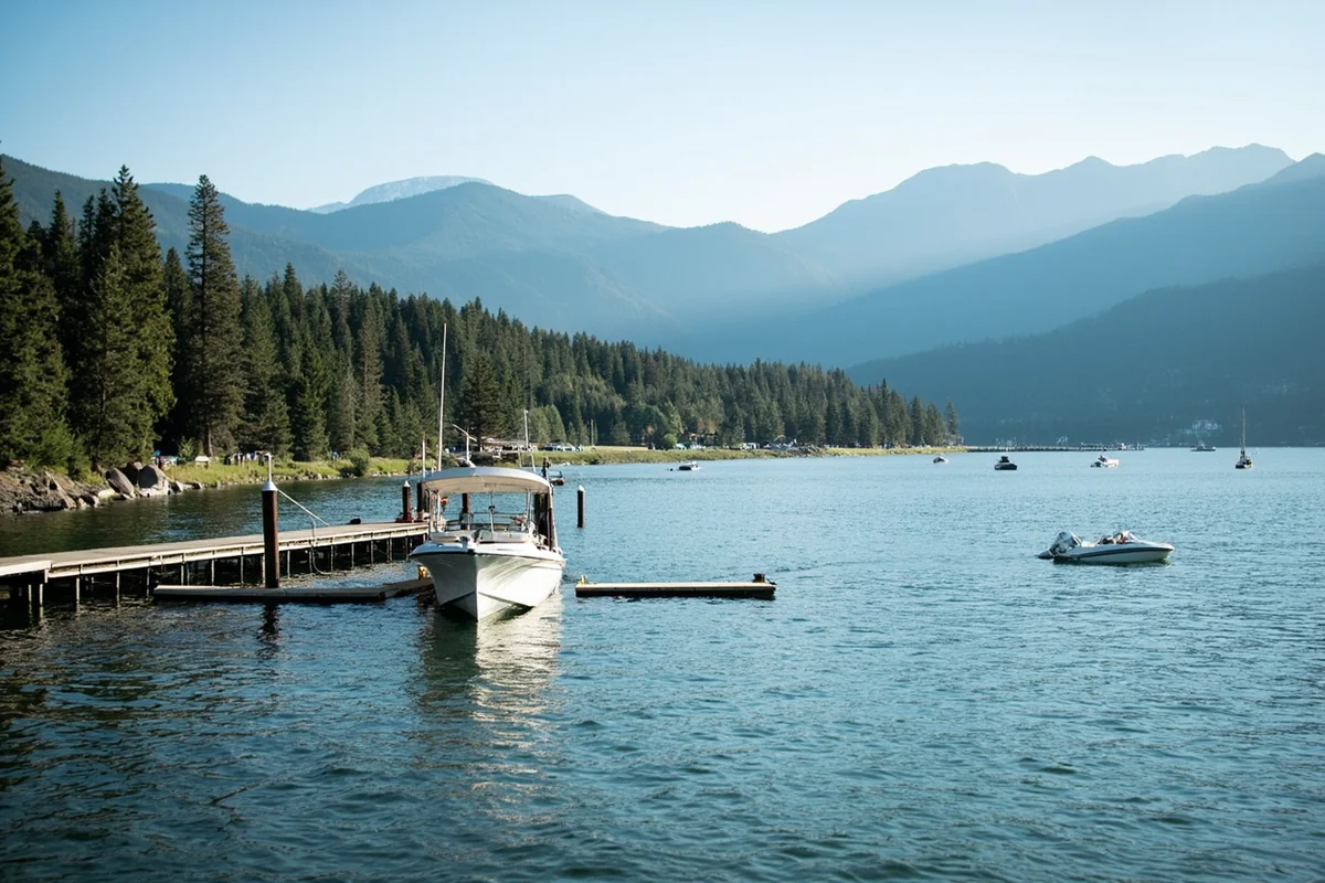 Boat launching from the dock at South Lake Como Boating Site