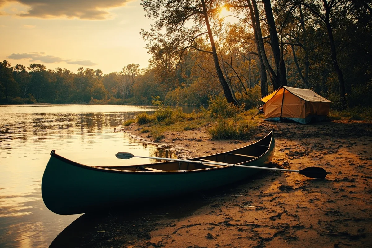 Canoe camping along the cottonwood-lined banks of the Marias River in Montana