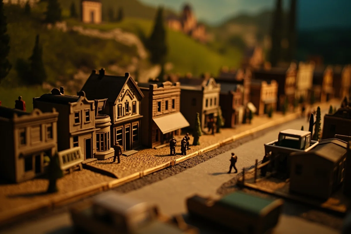 Cobblestone City miniature diorama of 1907 Big Timber at Crazy Mountain Museum