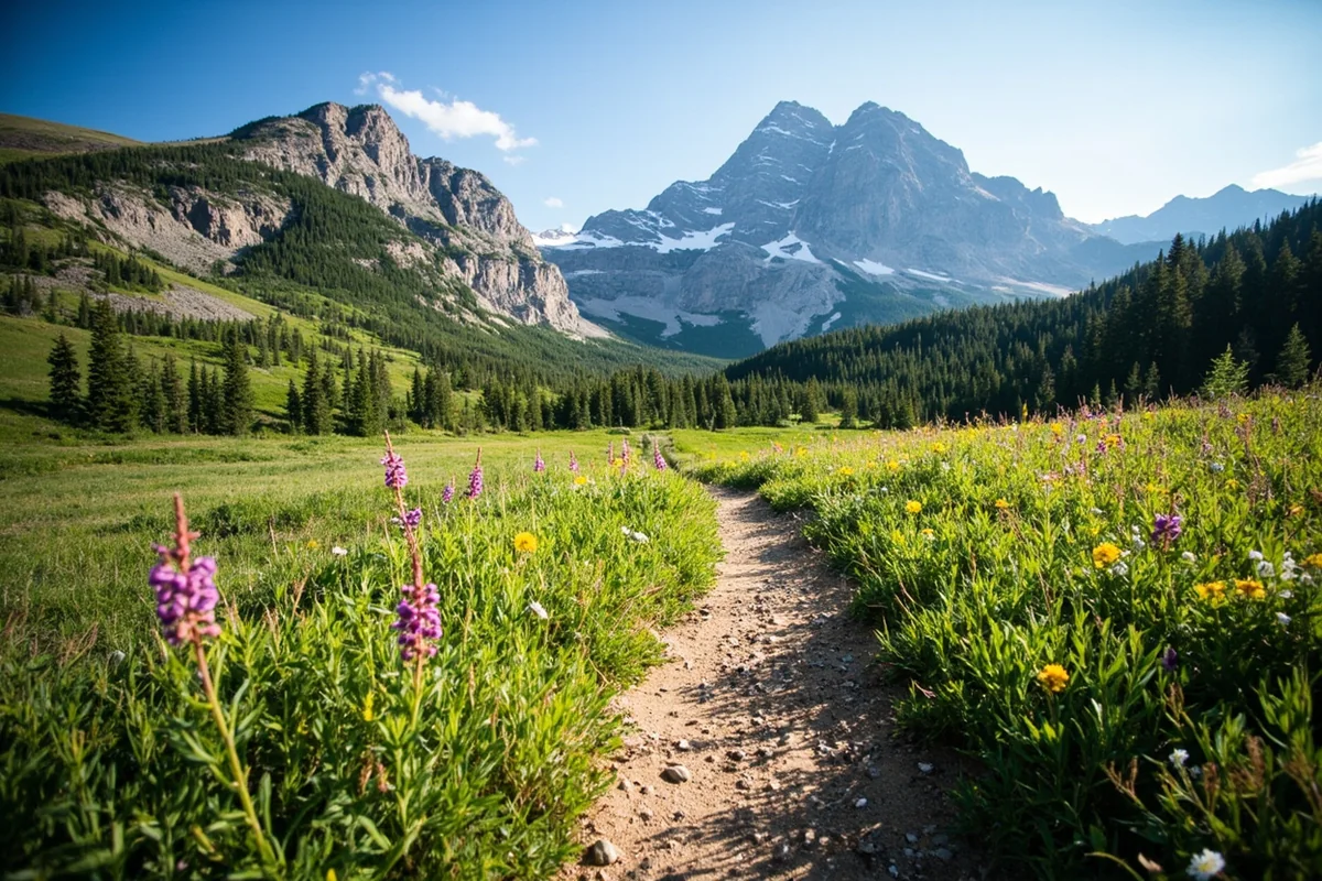 Flat easy trail leading toward Fishercap Lake near the Swiftcurrent trailhead