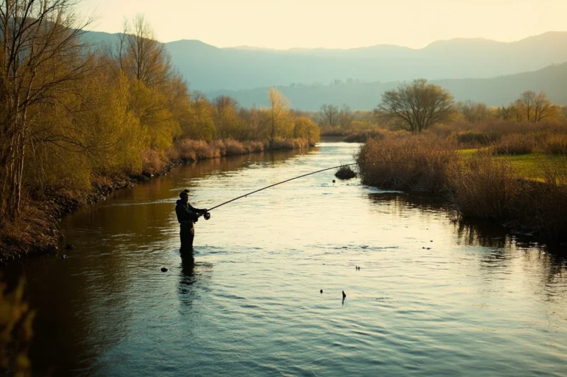 fly fisherman casting on the narrow willow lined b 1 - Beaverhead River Montana: A Guide for Dillon Anglers