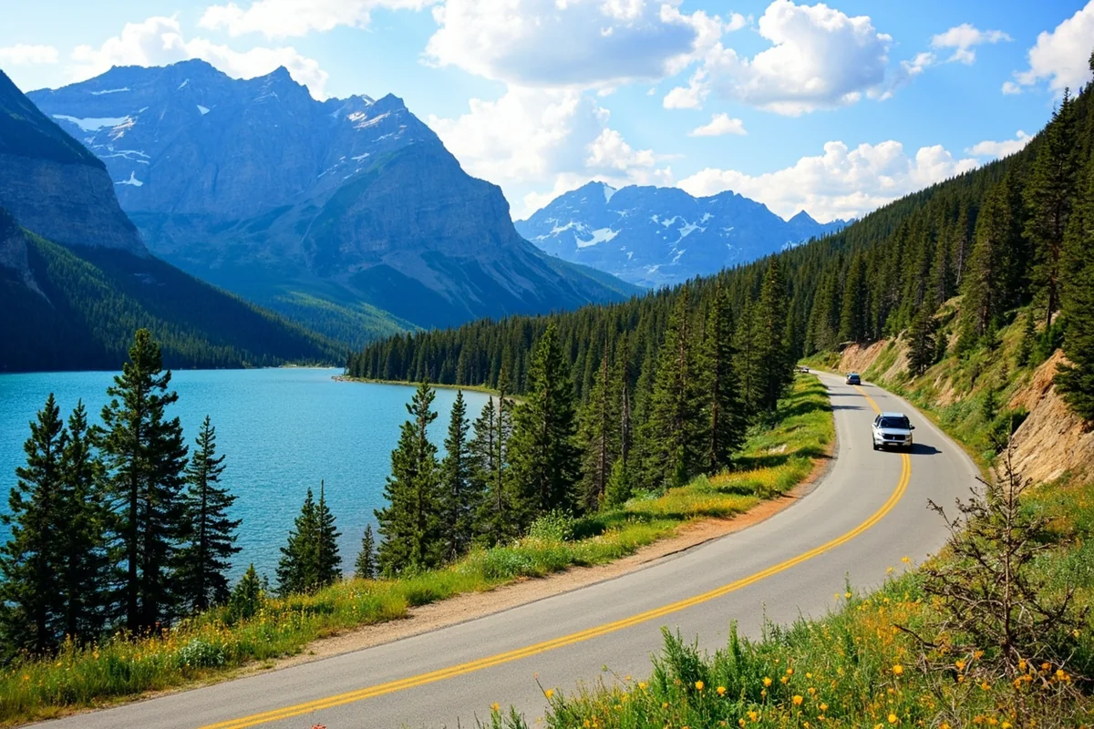 Going-to-the-Sun Road along the north shore of St. Mary Lake