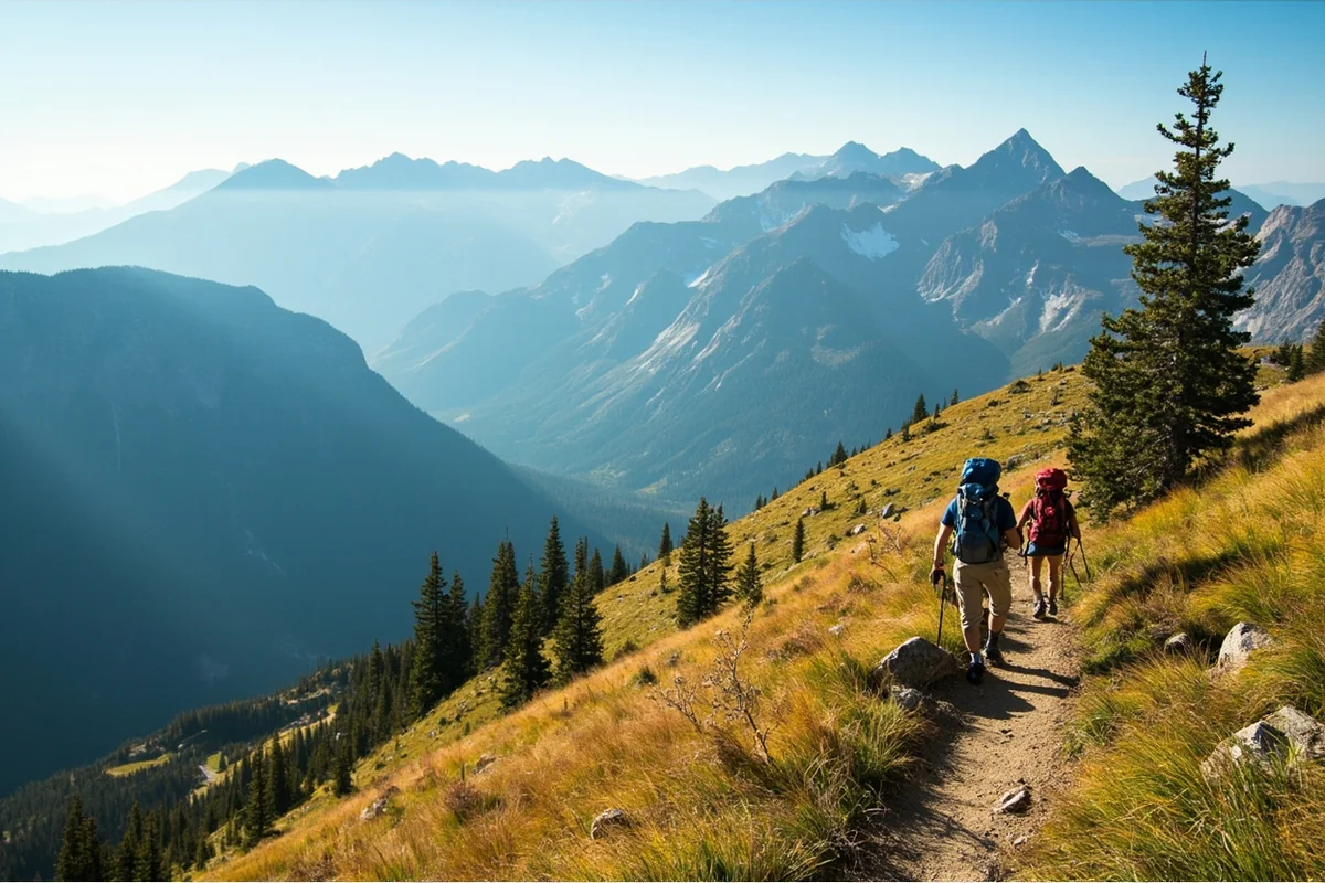 Hikers on the long West Rosebud trail approaching Princess Lake in the Beartooth Mountains