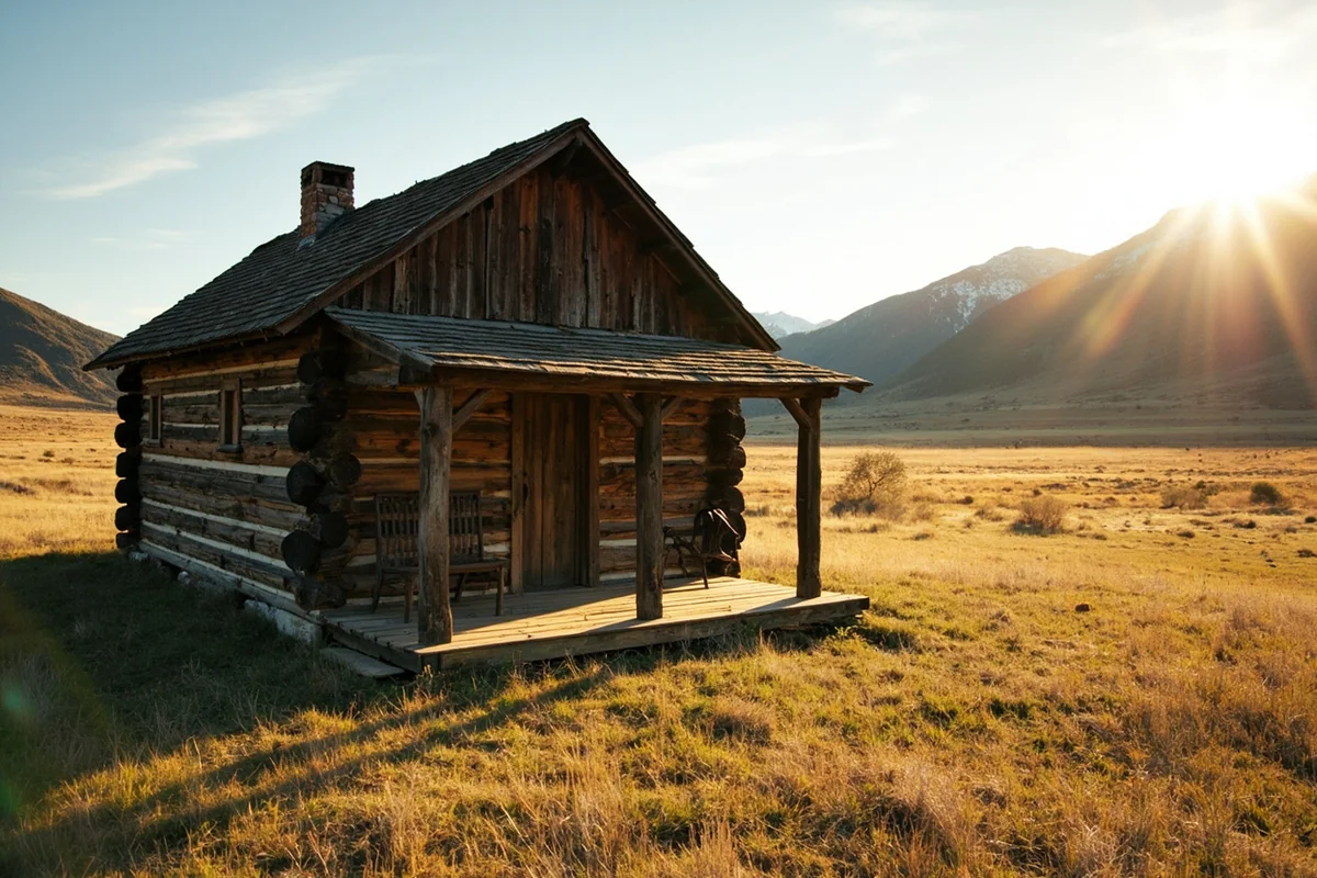 Historic homesteader's cabin exhibit at Beaverhead County Museum in Dillon, Montana