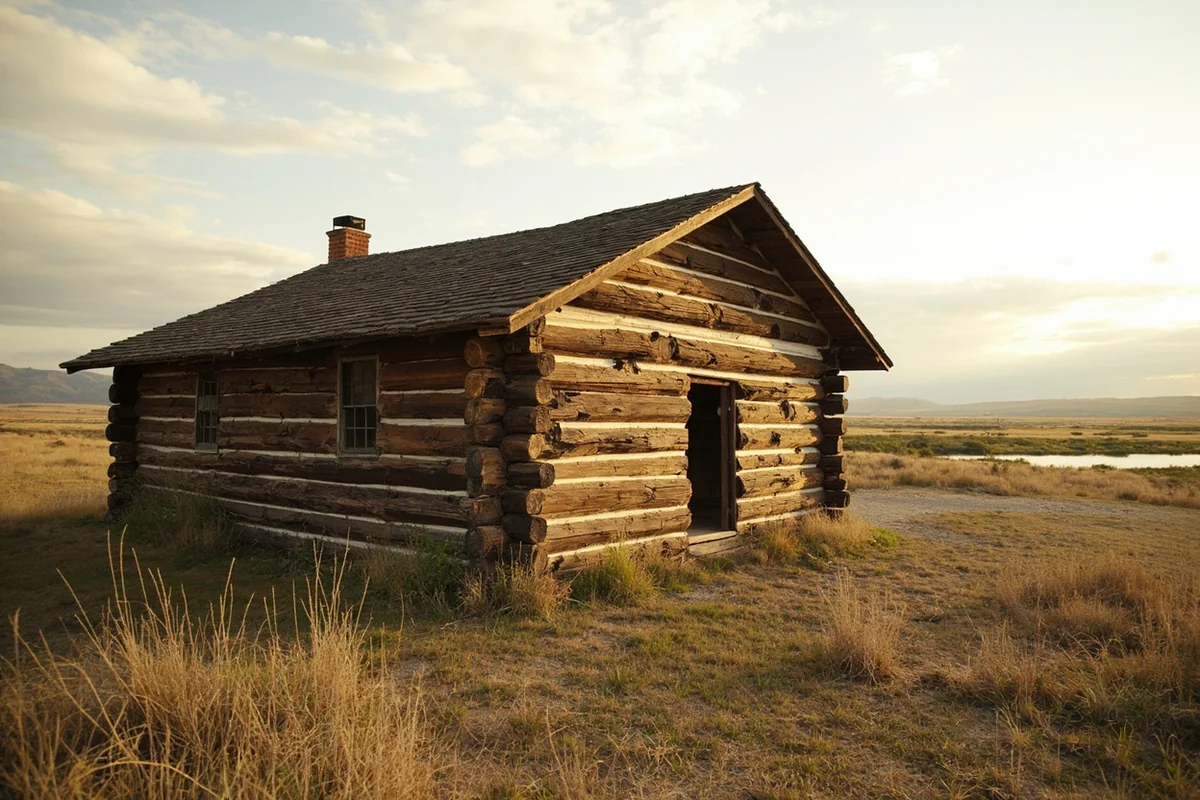 Historic log building known as Robber's Roost in Laurin, Montana along the Ruby River