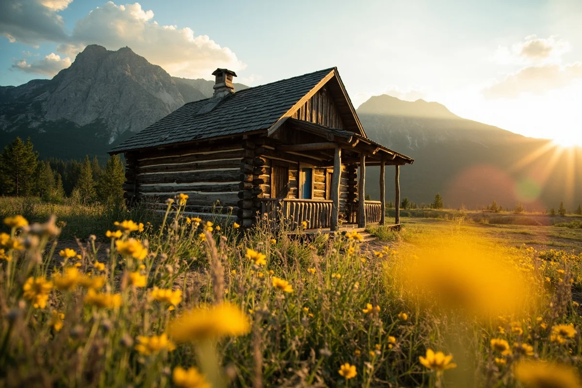 Historic Michener Cabin at Crail Ranch Homestead Museum in Big Sky, Montana