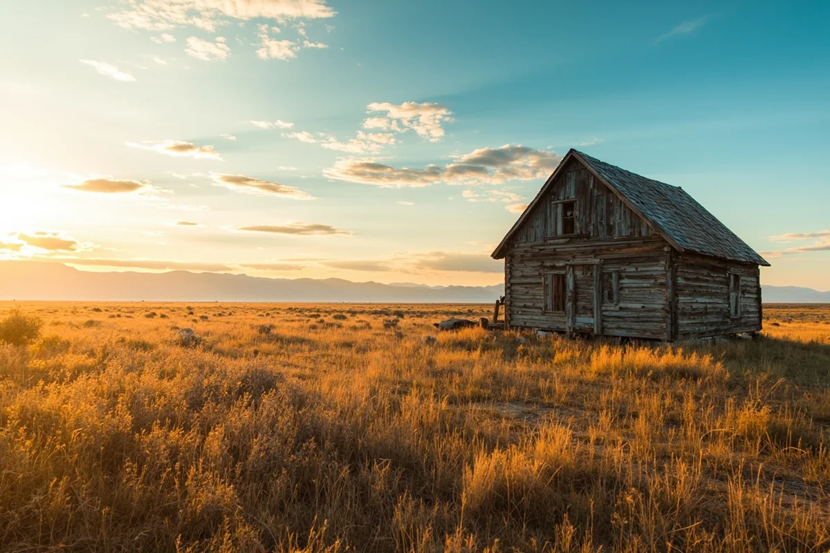 Historic tar paper homestead house exhibit at O'Fallon Historical Museum in Baker, Montana