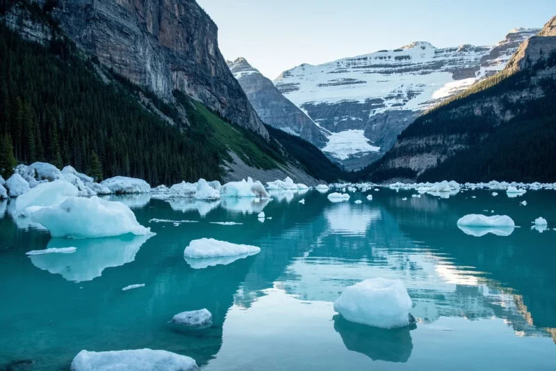 iceberg lake in glacier national park with floatin 1 - Iceberg Lake, Montana: Why It Has Ice in July