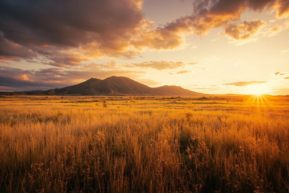 Island mountain ranges rising above the grasslands of Judith Basin County, Montana