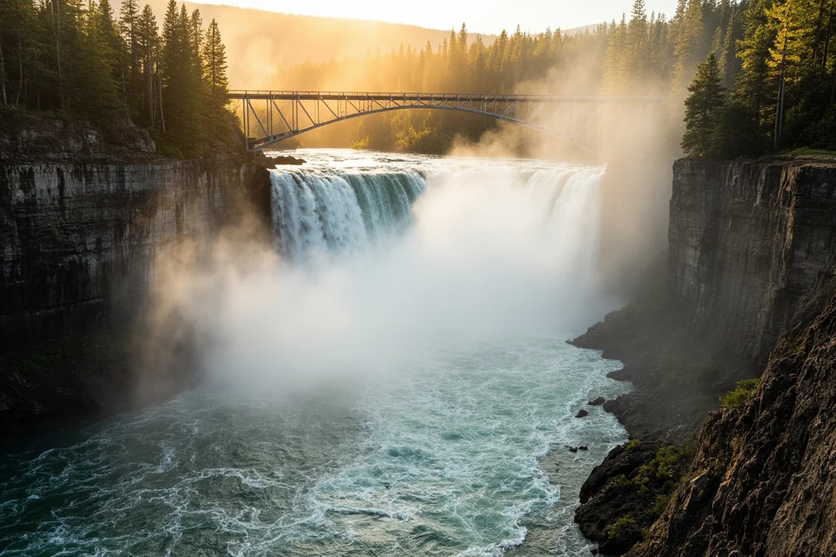 Kootenai Falls crashing through a basalt gorge on the Kootenai River in northwest Montana near Libby