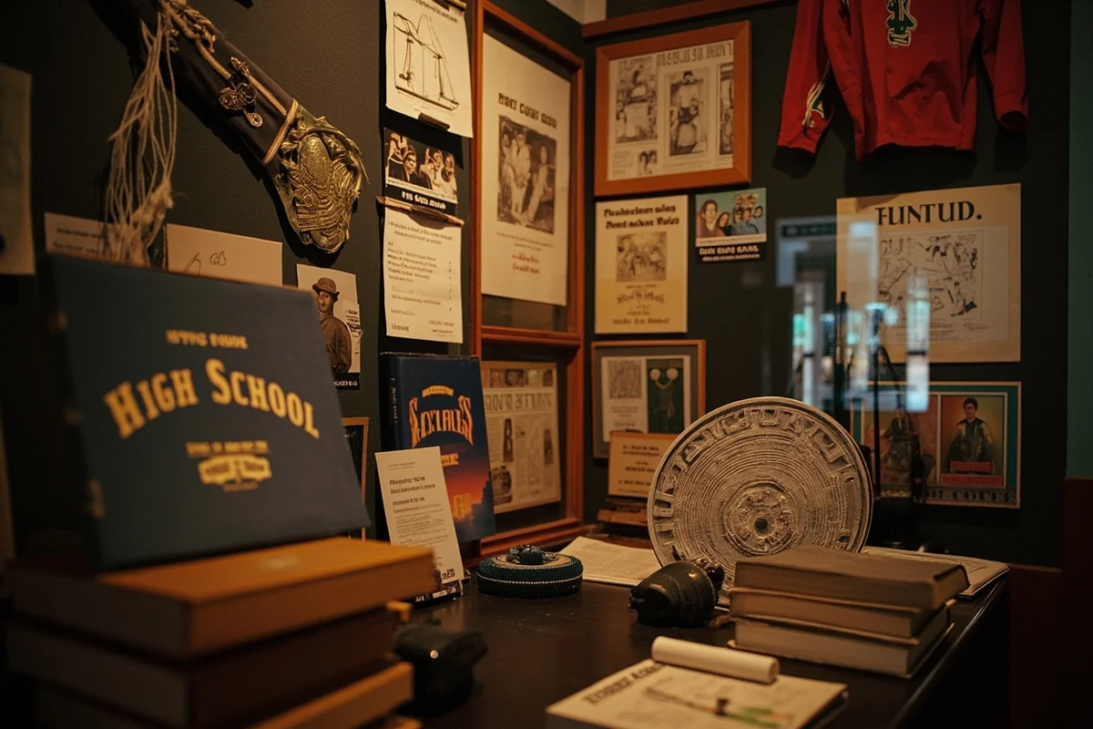 Local high school memorabilia exhibit at Valley County Pioneer Museum in Glasgow, Montana