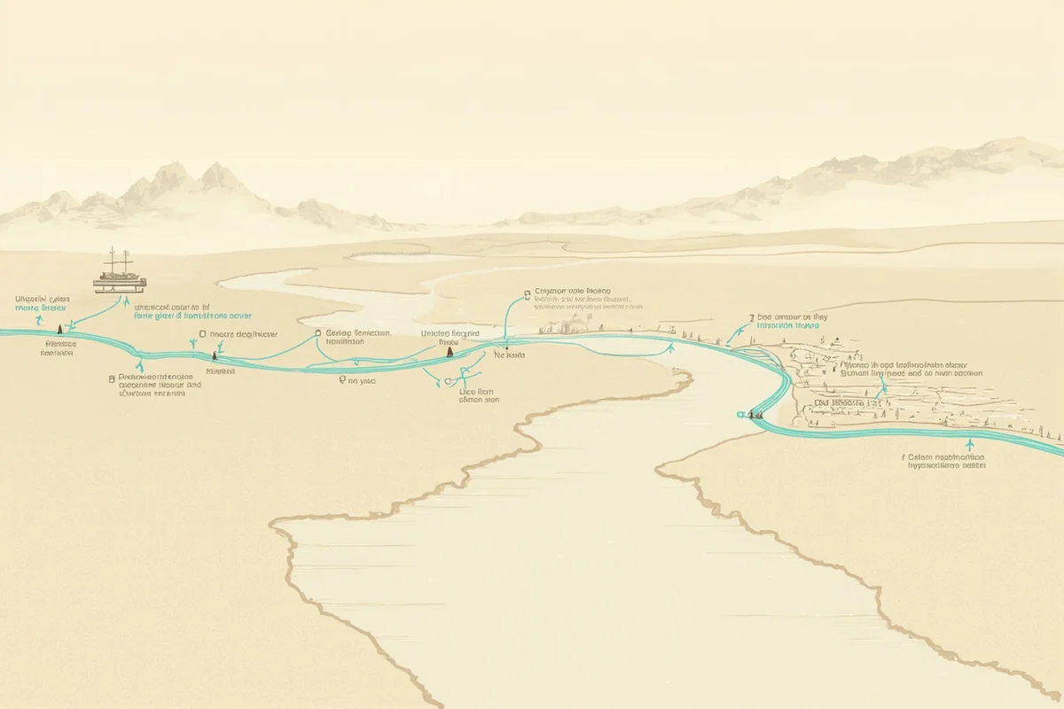Map illustration showing the Jefferson River's path from Twin Bridges to Three Forks, Montana