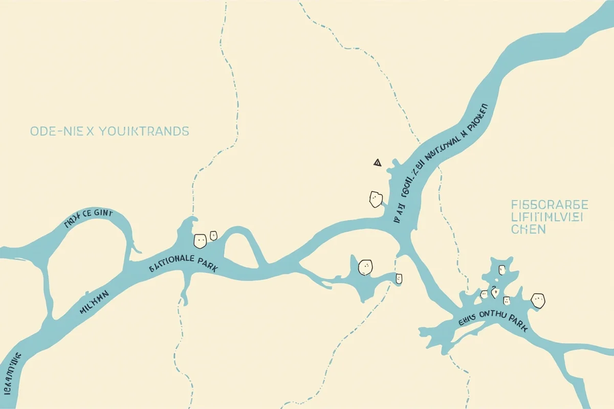 Map illustration showing the Madison River's path from Yellowstone National Park to Three Forks, Montana