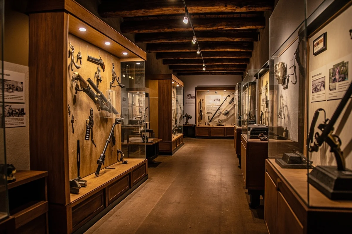 Museum gallery interior displaying mining and ranching artifacts at Jefferson County Museum in Clancy, Montana