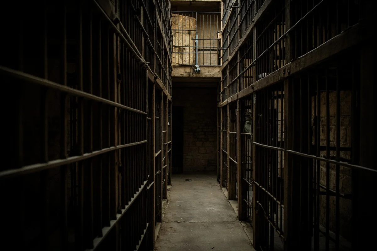 Original cell block interior at the Old Montana Prison Museum in Deer Lodge, Montana