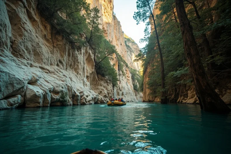 rafts floating through a towering limestone canyon 1 - Smith River Montana Permit: The Complete Guide