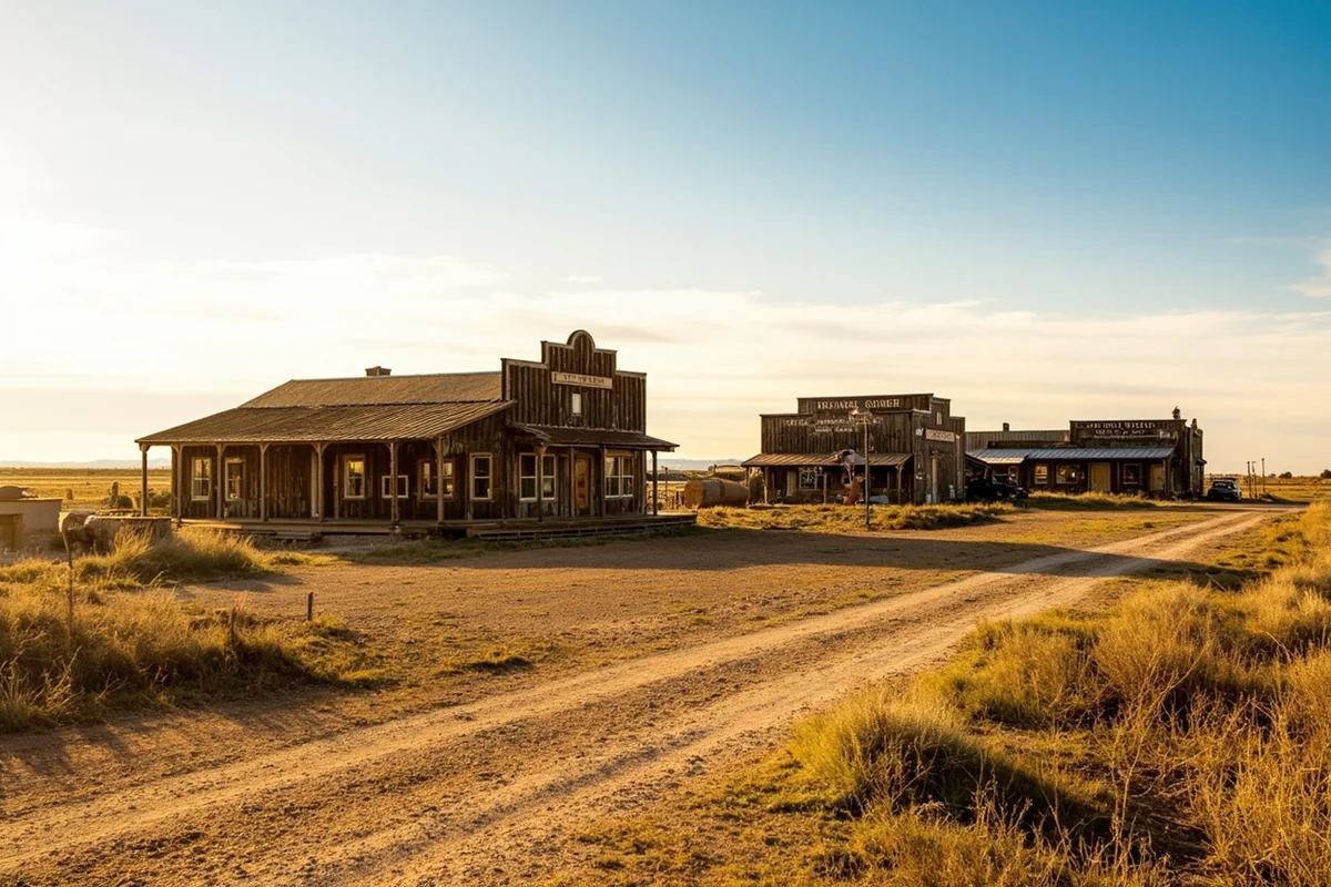 Recreated early 1900s storefronts at Frontier Gateway Museum outdoor exhibit in Glendive, Montana