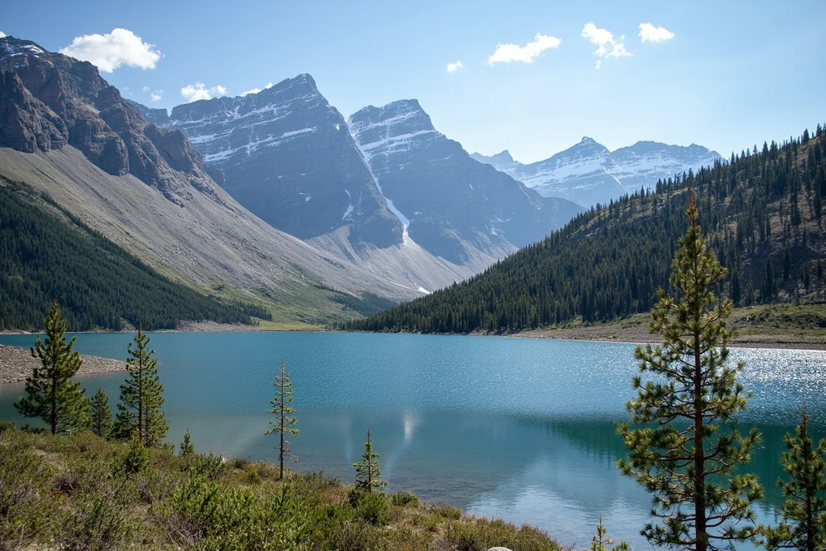 Remnants of hydroelectric infrastructure along the shore of Mystic Lake in the Beartooth Mountains