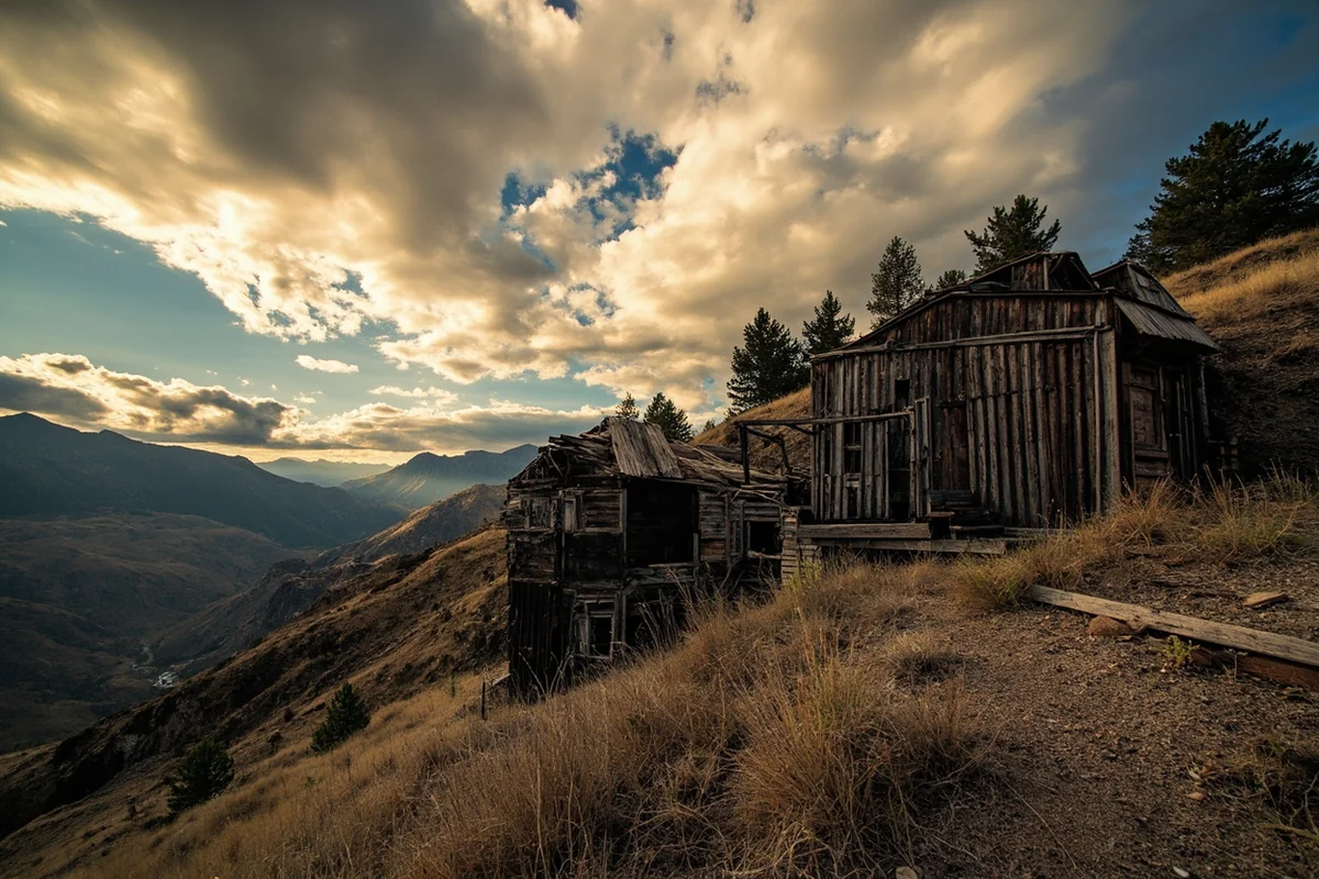 Remnants of the Comet ghost town mining community in Jefferson County, Montana