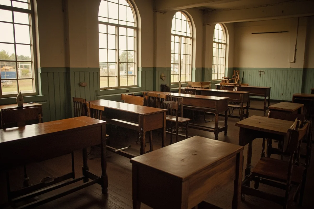Restored classroom interior converted into an event space at Northwest Montana History Museum in Kalispell