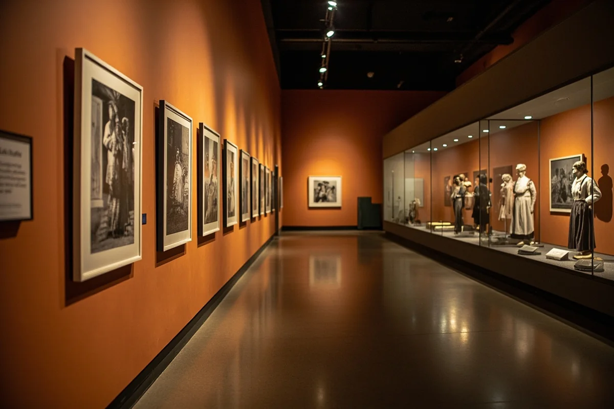 Rotating historical photo exhibit upstairs at Granite County Museum in Philipsburg, Montana