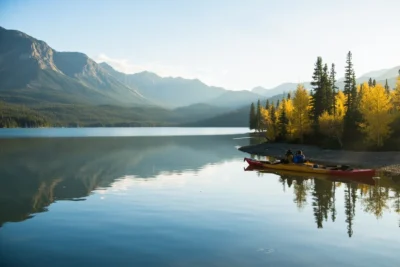 salmon lake montana with a kayak on calm water bet 1 - Salmon Lake, Montana: The Complete State Park Guide