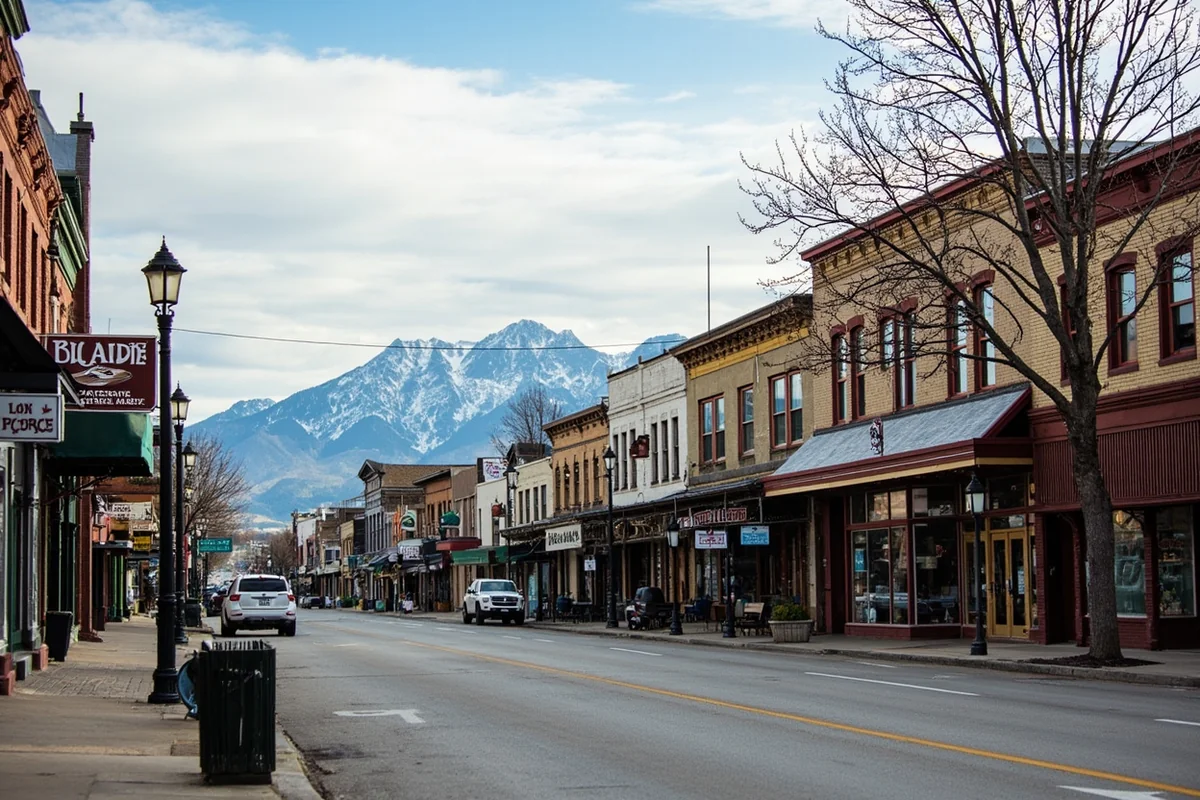 Small town main street in the Bitterroot Valley near Lake Como