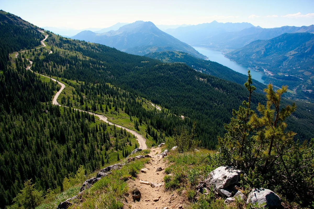 Steep side trail climbing away from Mystic Lake toward Huckleberry Lake