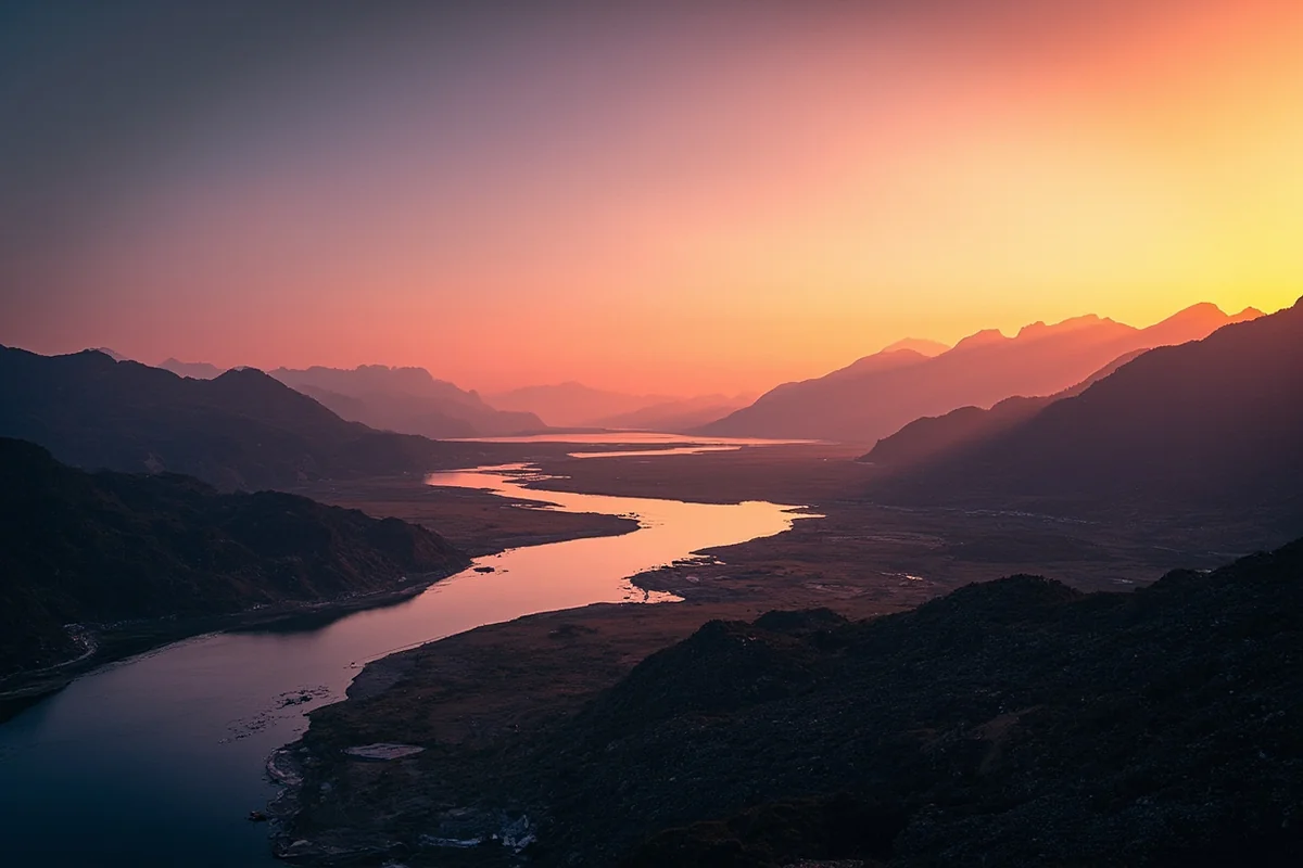 Sunset over the Beaverhead River valley near Dillon, Montana