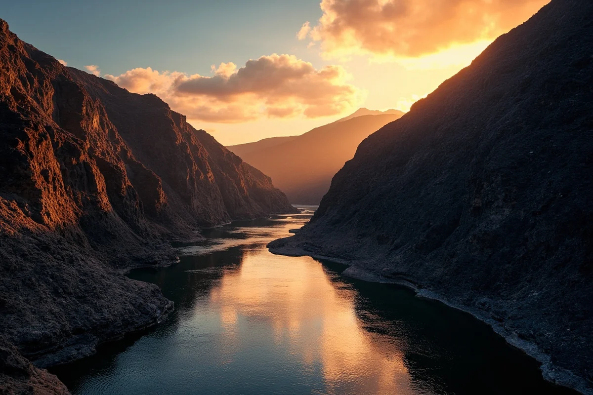 Sunset over the Dearborn River canyon near its confluence with the Missouri River in Montana