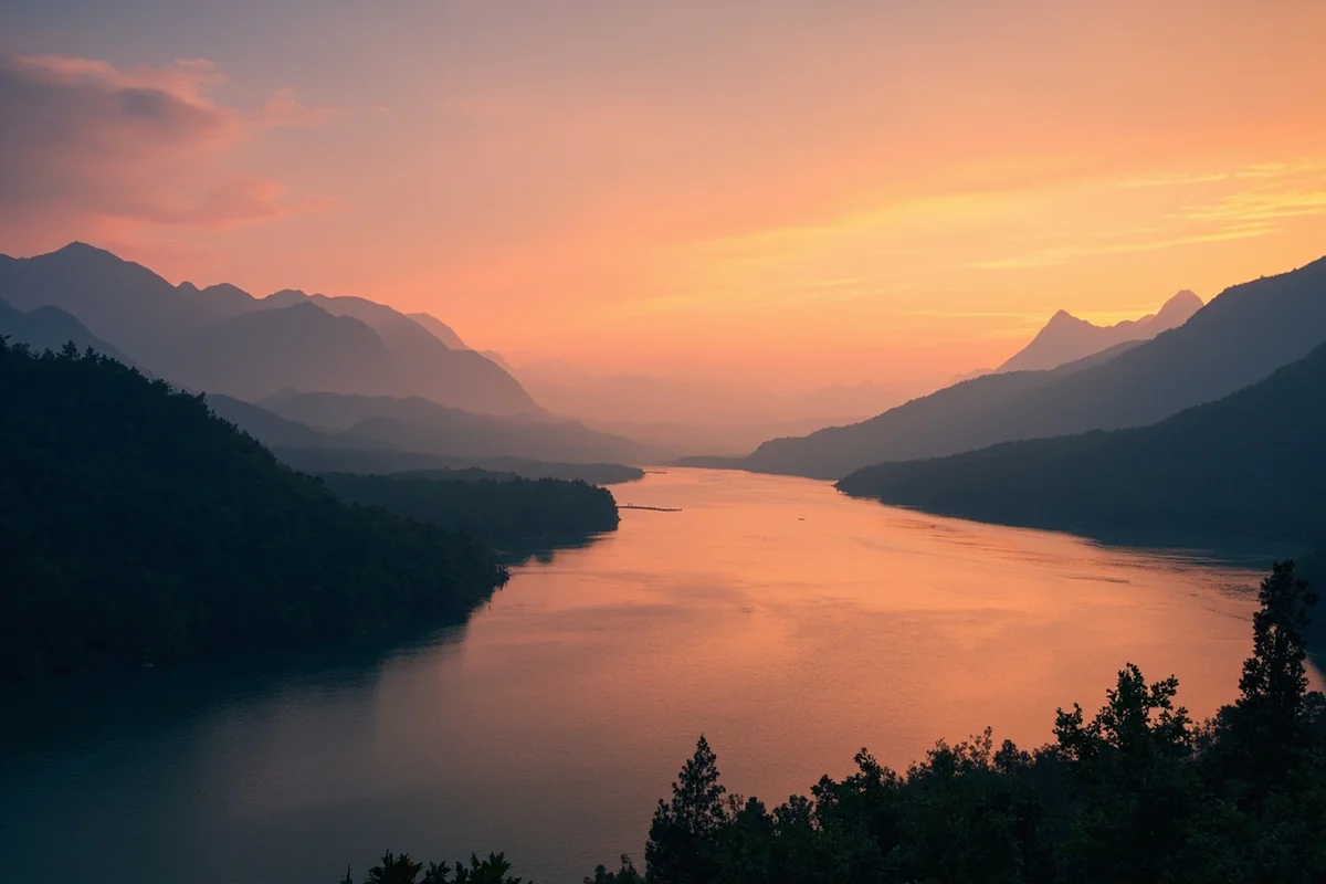 Sunset over the Gallatin River valley near Bozeman, Montana