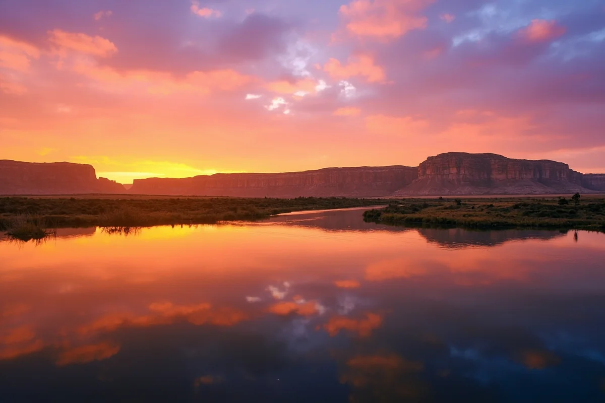 Sunset over the Marias River prairie landscape in north-central Montana