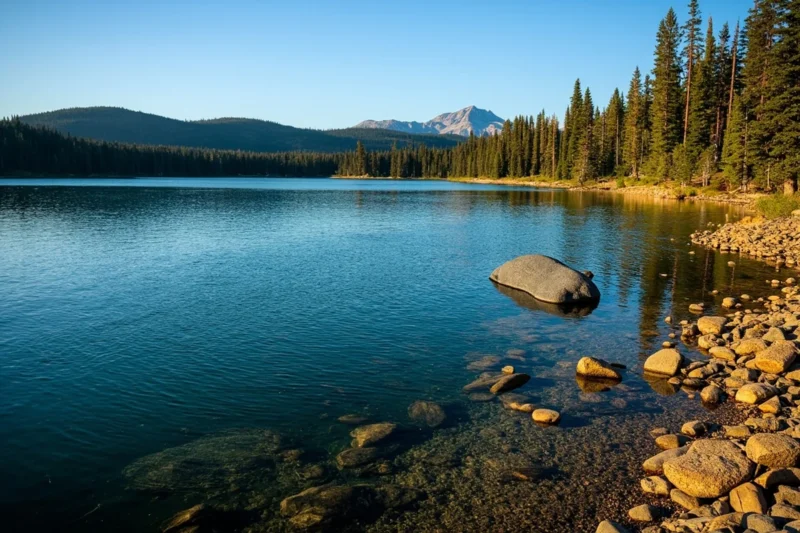 tally lake montana with dark tannin stained water 1 - Tally Lake, Montana: The State's Deepest Lake Guide