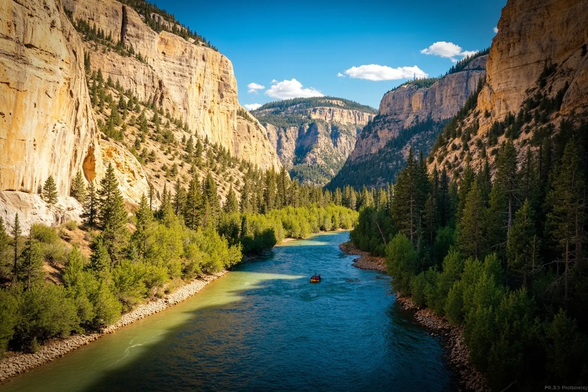 The Smith River flowing through a limestone canyon in central Montana, Helena-Lewis and Clark National Forest